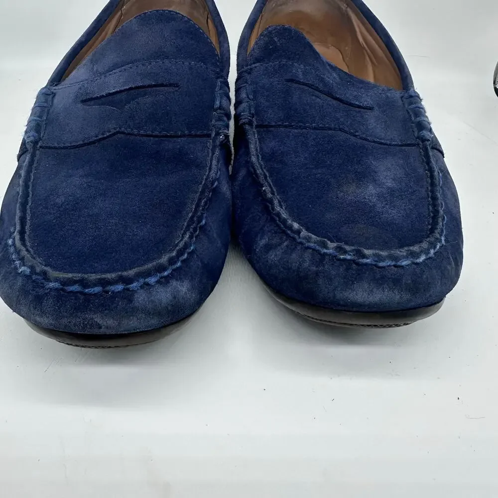 Polo Reynold Navy Blue Leather Oxford Loafers Driving Aviator Shoe Mens Size 13